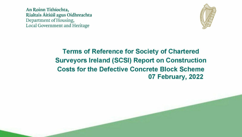 Terms of Reference for SCSI Report on Construction Costs for the Defective Concrete Block Scheme
